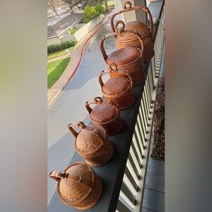 Wicker Hanging Basket, Set of 6